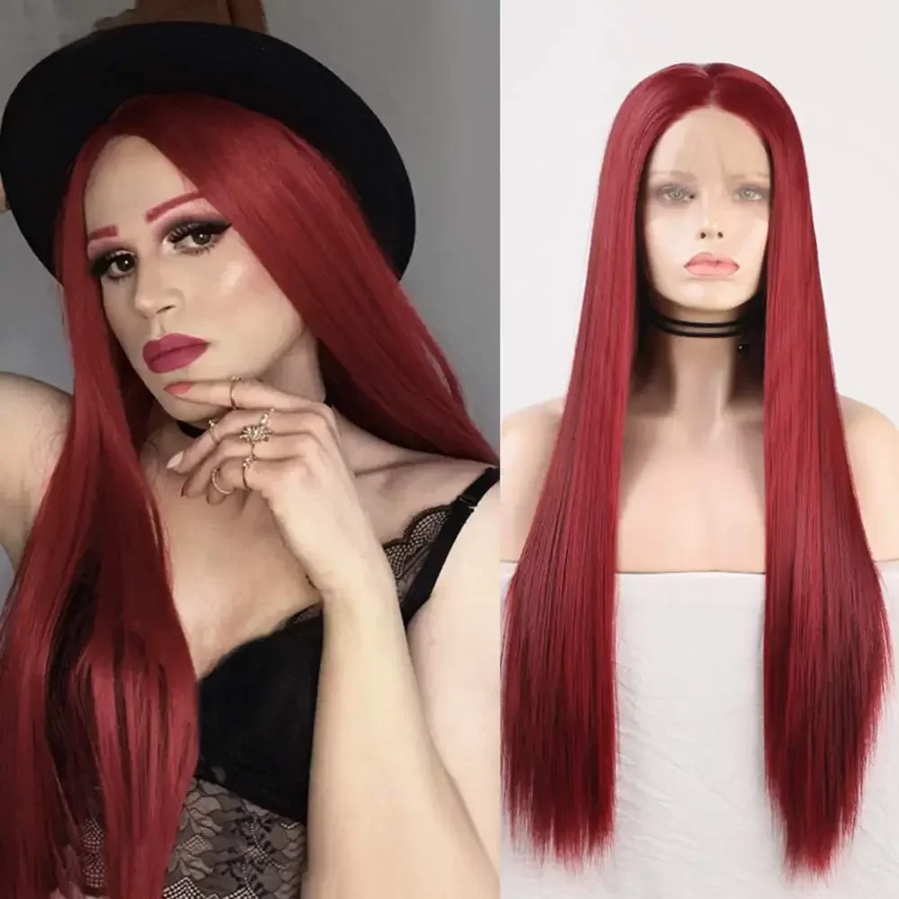 Dark Red Long Straight Lace Front Wig Synthetic Hair Glueless Heat Resistant Fiber for Women Cosplay and Daily Wear
Dark Red Long Straight Lace Front Wig Synthetic Hair Glueless Heat Resistant Fiber for Women Cosplay and Daily Wear