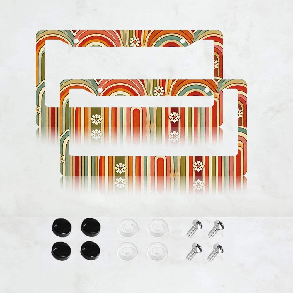 2PC Rainbow Retro Pattern Aluminum License Plate Frame - US Standard Size, Decorative Car License Plate Bracket, 2 Holes
2PC Rainbow Retro Pattern Aluminum License Plate Frame - US Standard Size, Decorative Car License Plate Bracket, 2 Holes