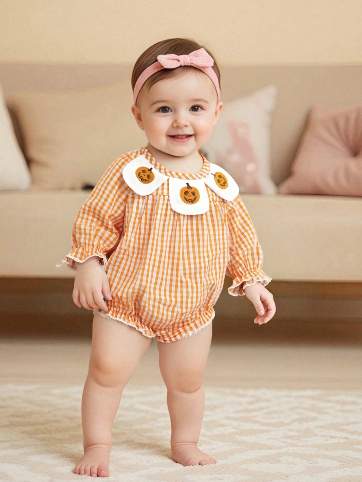 Baby Girls Rompers Halloween Clothes Pumpkin Embroidery Plaid Bodysuits Jumpsuits Fashion Infant Newborn Clothes
Baby Girls Rompers Halloween Clothes Pumpkin Embroidery Plaid Bodysuits Jumpsuits Fashion Infant Newborn Clothes