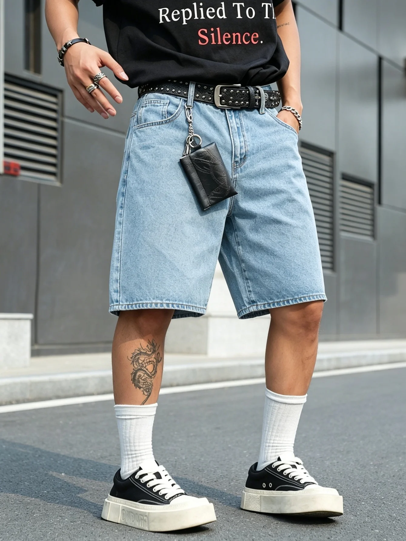 Basic plain blue denim jorts men non stretch loose fit soft fabric daily outdoor leisure travel casual matching garments
Basic plain blue denim jorts men non stretch loose fit soft fabric daily outdoor leisure travel casual matching garments