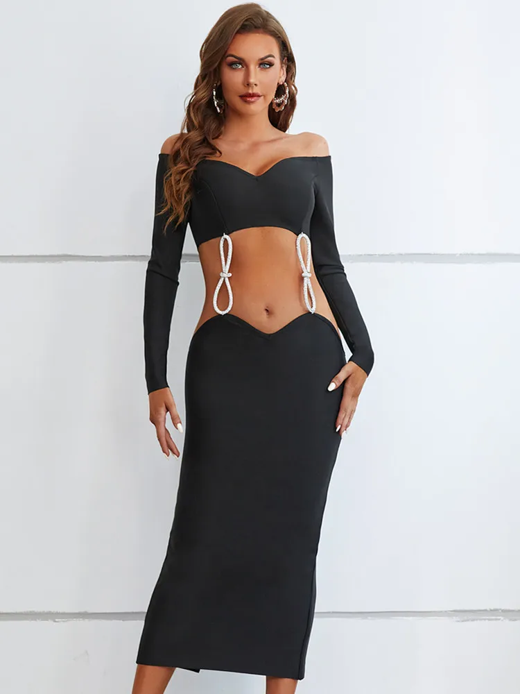 New Desginer Fake Two Piece Party Dress for Women Long Sleeve V Neck Diamonds Chain Connect Midi Celebrity Evening Prom Gowns
New Desginer Fake Two Piece Party Dress for Women Long Sleeve V Neck Diamonds Chain Connect Midi Celebrity Evening Prom Gowns