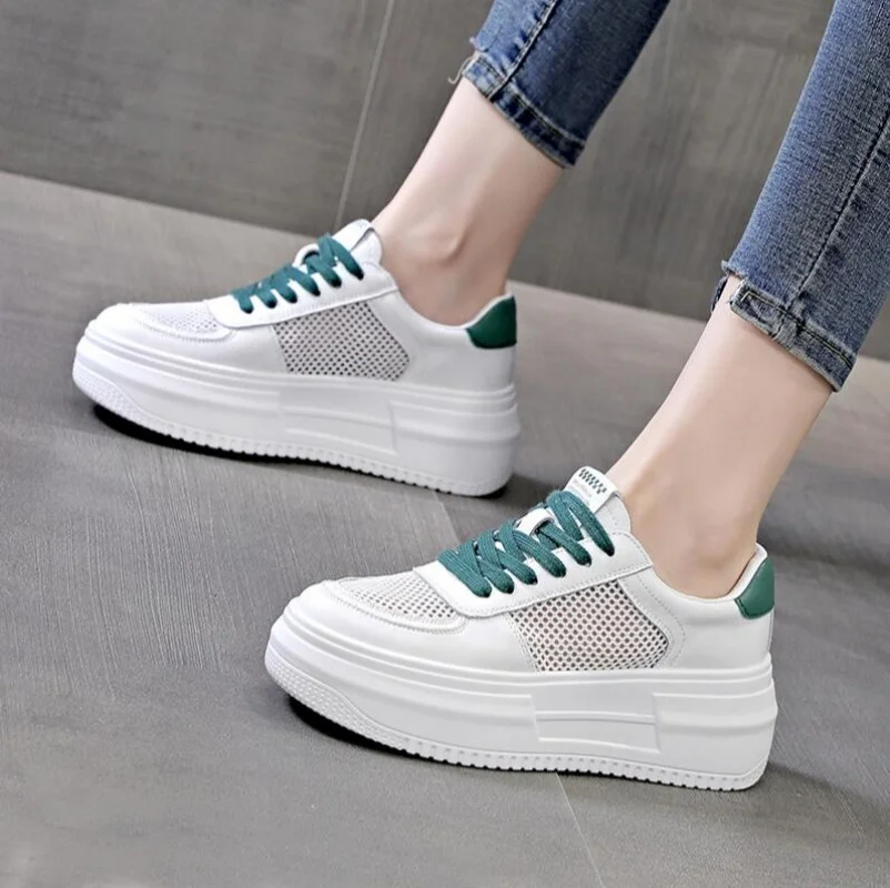 5cm Air Mesh Genuine Leather White Sneakers Women Platform Shoes Women Casual Shoes Fashion Sneakers Summer Autumn Shoes
5cm Air Mesh Genuine Leather White Sneakers Women Platform Shoes Women Casual Shoes Fashion Sneakers Summer Autumn Shoes