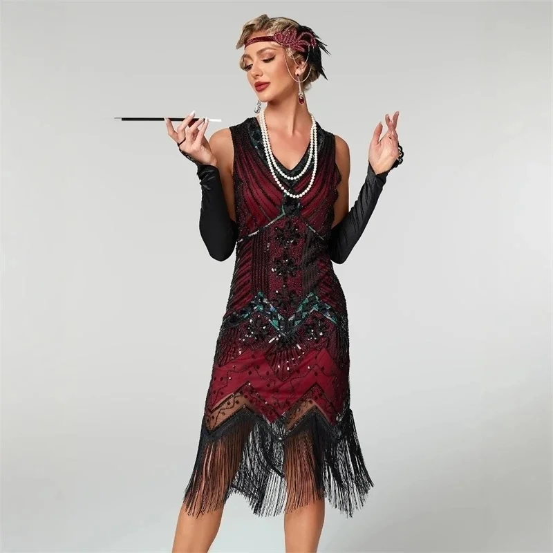 Sexy V-Neck Cami Dress Fringe Dress Vestidos Flapper Costumes Green White Women 1920s Vintage Great Gatsby Party Sequin Dress
Sexy V-Neck Cami Dress Fringe Dress Vestidos Flapper Costumes Green White Women 1920s Vintage Great Gatsby Party Sequin Dress