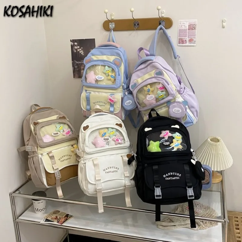 Schoolbags for Women Ins Kawaii Cute Bear Ears High-capacity Laptop Bags Y2k Students Contrast Color Patchwork Fashion Backpacks
Schoolbags for Women Ins Kawaii Cute Bear Ears High-capacity Laptop Bags Y2k Students Contrast Color Patchwork Fashion Backpacks