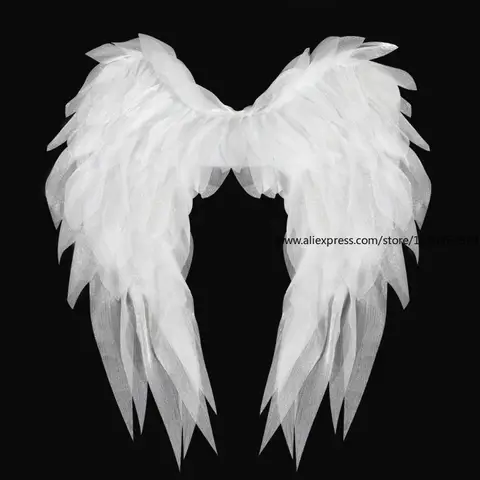 ปีกนางฟ้าผ้าออร์แกนซ่าสีดำและสีขาว สำหรับคอสเพลย์ งานปาร์ตี้วันหยุด การเต้นรำ และการแต่งตัวแฟนซี
