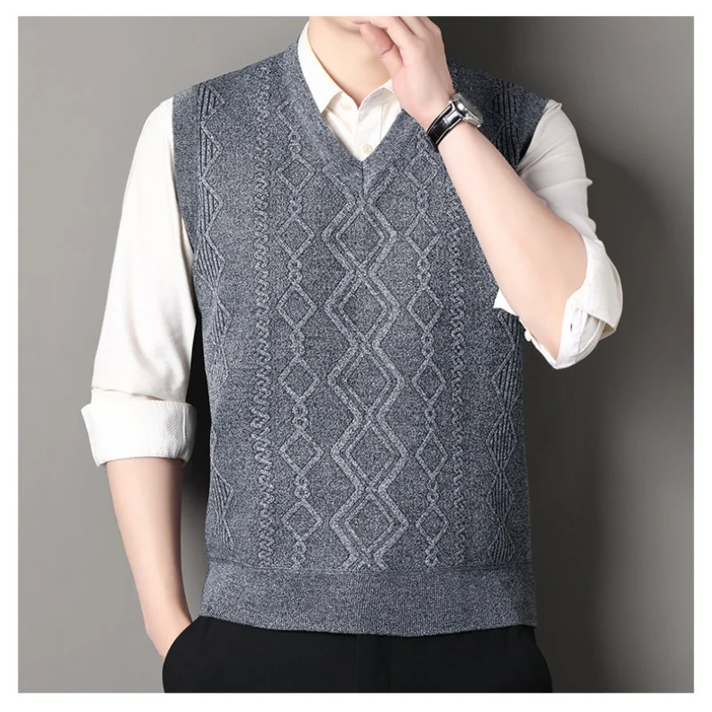 Autumn Winter New Men Pullover V Neck Loose Sweater Vest Inner Wear Versatile Warm Slim Fit Knit Gilet Outerwear
Autumn Winter New Men Pullover V Neck Loose Sweater Vest Inner Wear Versatile Warm Slim Fit Knit Gilet Outerwear