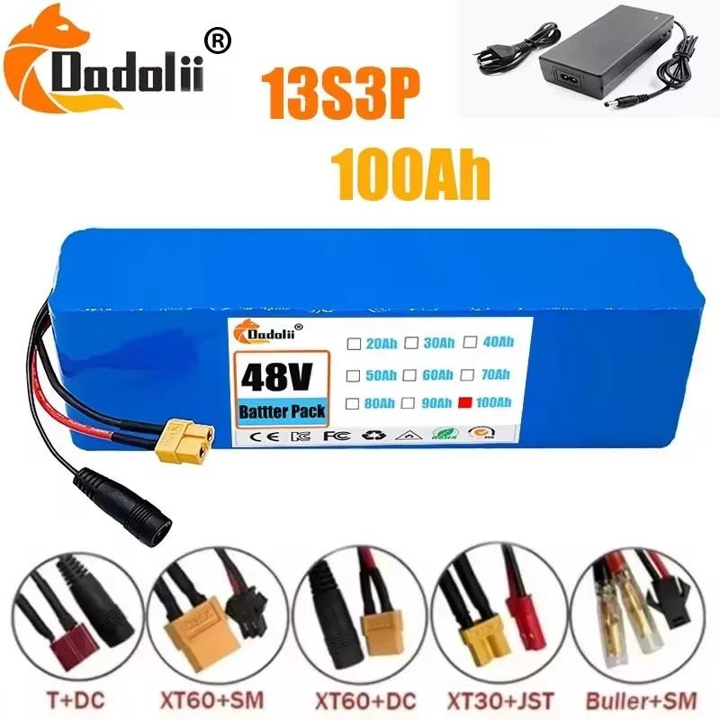 13S3P 48V 100000mAh 100Ah Lithium-Ion Battery Pack with 1000W BMS 54.6V 18650 Lithium Battery for High-Intensity Applications
13S3P 48V 100000mAh 100Ah Lithium-Ion Battery Pack with 1000W BMS 54.6V 18650 Lithium Battery for High-Intensity Applications