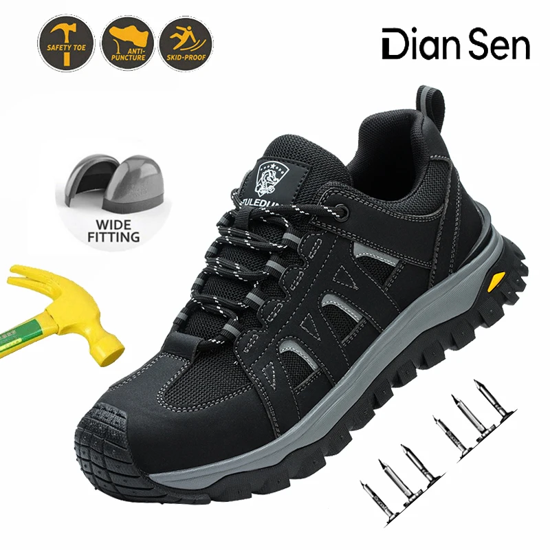 Men's Work Safety Boots Steel Toe Shoes Slip Resistant Anti-smash Anti-Puncture Work Shoes for Warehouse & Logistics Work Black
Men's Work Safety Boots Steel Toe Shoes Slip Resistant Anti-smash Anti-Puncture Work Shoes for Warehouse & Logistics Work Black