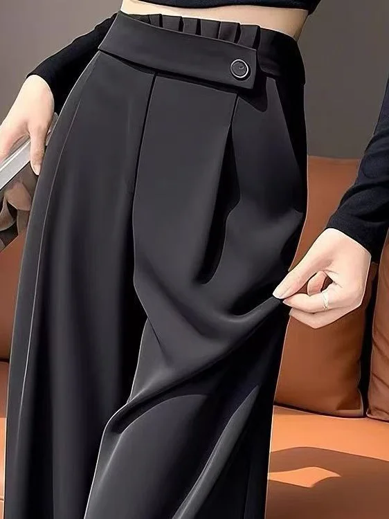 High Waist Draped Straight Leg Narrow Version Wide Leg Pants Women's Black High End Feeling Polyester Pants Spring Autumn
High Waist Draped Straight Leg Narrow Version Wide Leg Pants Women's Black High End Feeling Polyester Pants Spring Autumn