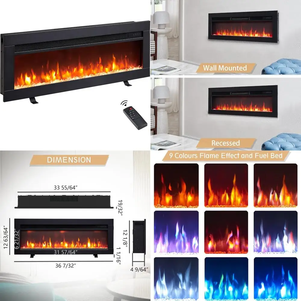 Arthur 36W 3-Way Adjustable Electric Fireplace, Freestanding, Wall or Recessed Mount, 9-Color Flame, Ideal for TV Media Rooms
Arthur 36W 3-Way Adjustable Electric Fireplace, Freestanding, Wall or Recessed Mount, 9-Color Flame, Ideal for TV Media Rooms