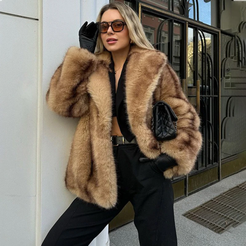 Tornova Luxury Gradient Faux Fur Coat Women's Chic Girls Lapel 2025 Winter Fashion Oversized Vintage Female Warm Furry Overcoat
Tornova Luxury Gradient Faux Fur Coat Women's Chic Girls Lapel 2025 Winter Fashion Oversized Vintage Female Warm Furry Overcoat