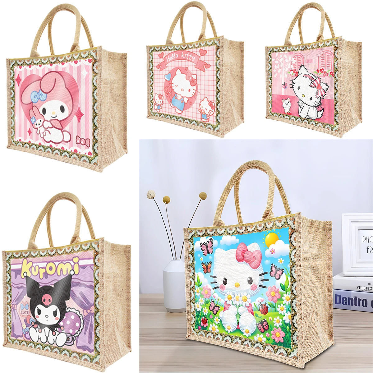 Sanrio мультяшная сумка, алмазная живопись, портативная и экологически чистая сумка, набор «сделай сам», Льняная сумка для покупок с вышивкой для супермаркета
Sanrio мультяшная сумка, алмазная живопись, портативная и экологически чистая сумка, набор «сделай сам», Льняная сумка для покупок с вышивкой для супермаркета