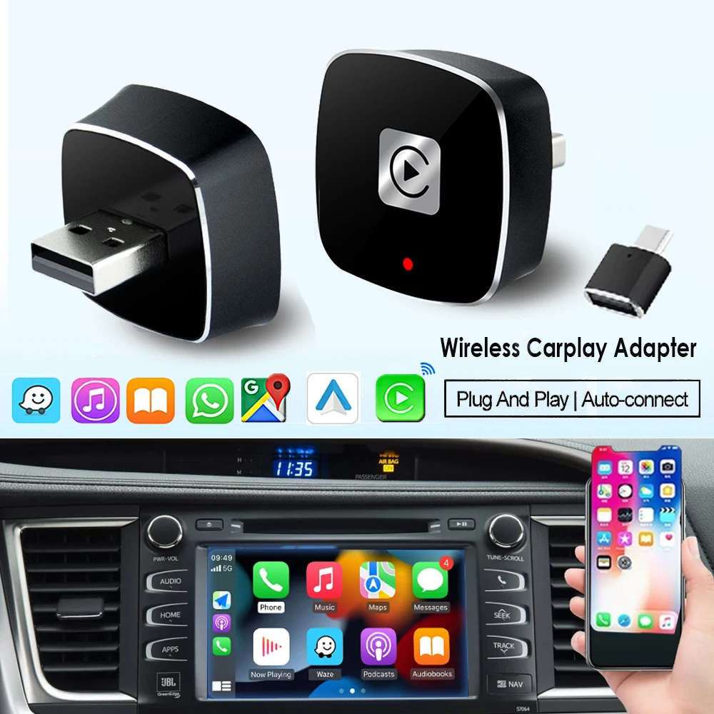 Wired To Wireless Carplay Adapter 2 In 1 Smart Box Plug and Play Auto Connect Wireless Android Auto for Mazda Audi Kia Ford Audi
Wired To Wireless Carplay Adapter 2 In 1 Smart Box Plug and Play Auto Connect Wireless Android Auto for Mazda Audi Kia Ford Audi