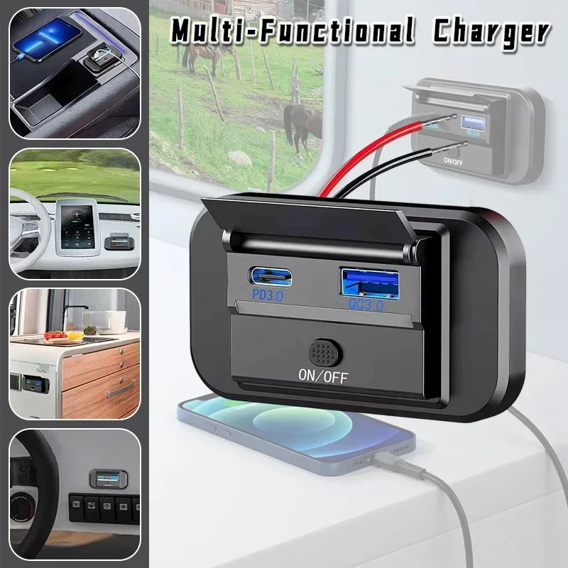 12V 24V Car Charger Dual USB Outlet PD3.0 55W QC3.0 36W Fast Charging Socket Adapter for Car RV Bus Marine Boat Truck
12V 24V Car Charger Dual USB Outlet PD3.0 55W QC3.0 36W Fast Charging Socket Adapter for Car RV Bus Marine Boat Truck