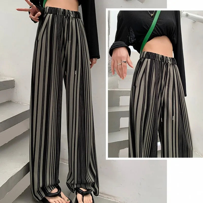 Spring New High Waist Stripe Casual Wide Leg Women's Pants Fashion Korean Slim Basic Female Pants Young Chic Loose Pants
Spring New High Waist Stripe Casual Wide Leg Women's Pants Fashion Korean Slim Basic Female Pants Young Chic Loose Pants