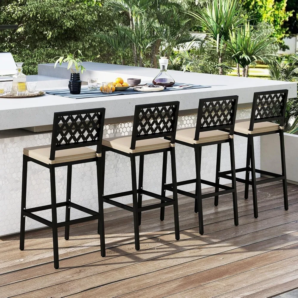 Outdoor Bar Chairs Set of 4, Armless Heavy-Duty Metal Frame Counter Height Chairs with Removable Cushions, Footrest
Outdoor Bar Chairs Set of 4, Armless Heavy-Duty Metal Frame Counter Height Chairs with Removable Cushions, Footrest