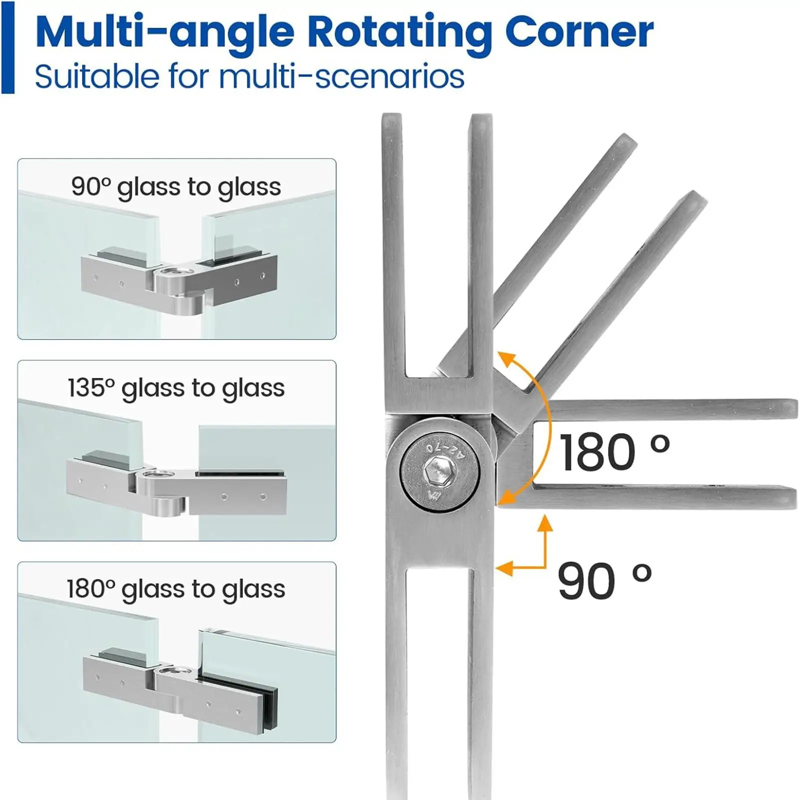 Glass to Glass Clamp Adjustable Stainless Steel Bracket Hinge for Secure Panel Connection on Stairs Fence Balustrade Deck
Glass to Glass Clamp Adjustable Stainless Steel Bracket Hinge for Secure Panel Connection on Stairs Fence Balustrade Deck
