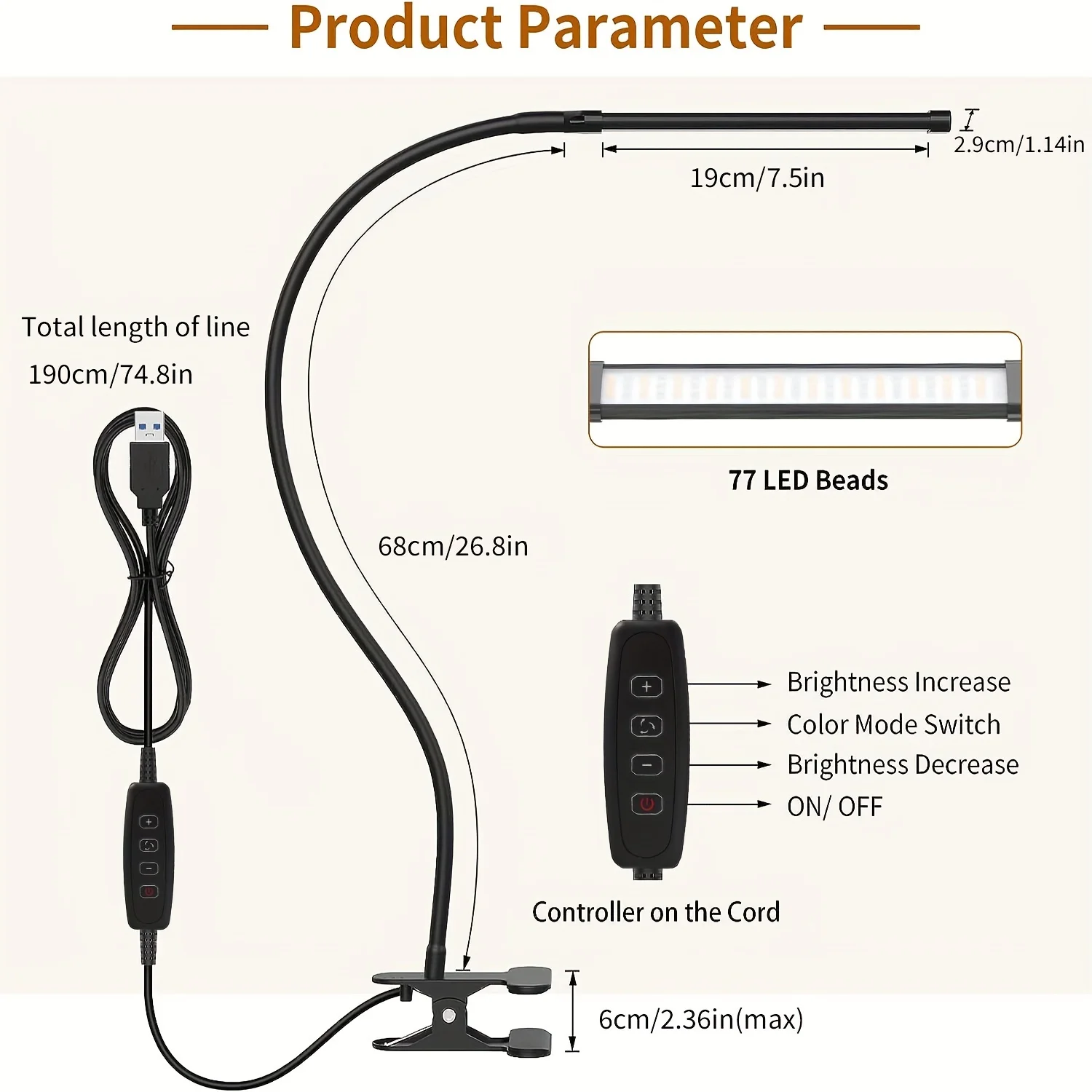 3 Types of Light Adjustment 10 Types of Brightness Adjustment LED Desktop Desk Lamp with Gooseneck Design 360 Degree Adjustable
3 Types of Light Adjustment 10 Types of Brightness Adjustment LED Desktop Desk Lamp with Gooseneck Design 360 Degree Adjustable