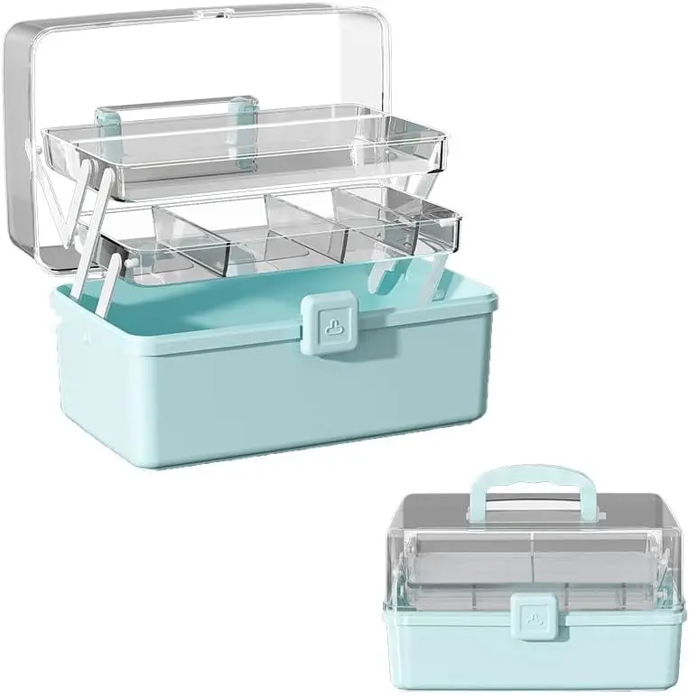 3-Layer Storage Box with Handle, Portable Organizer for Makeup, Medicine, Nail & Hair Accessories, Blue
3-Layer Storage Box with Handle, Portable Organizer for Makeup, Medicine, Nail & Hair Accessories, Blue