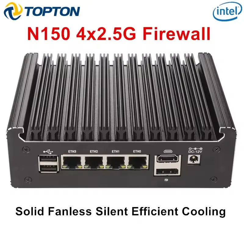 Мини-ПК Topton Solid безвентилятора Intel N150 Pentium N6005 4 LAN i226-V 2.5G DDR4 COM USB-C pfSense OPNsense ESXi Брандмауэр Компьютер
Мини-ПК Topton Solid безвентилятора Intel N150 Pentium N6005 4 LAN i226-V 2.5G DDR4 COM USB-C pfSense OPNsense ESXi Брандмауэр Компьютер