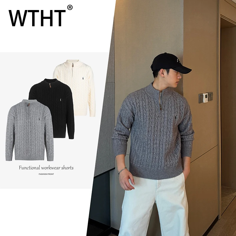 WTHT fashion 2025 autumn men's solid color texture knit loose sweater trendy stand collar long sleeves pullover male 2A2382
WTHT fashion 2025 autumn men's solid color texture knit loose sweater trendy stand collar long sleeves pullover male 2A2382
