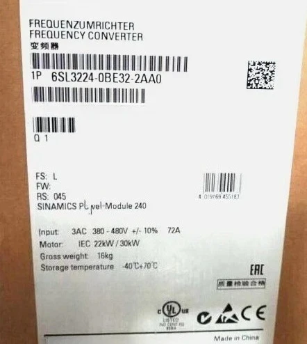 Совершенно новый модуль питания 6SL3224-0BE22-2AA0 G120 PM240 со встроенным фильтром класса А 380-480 В 3 В переменного тока, быстрая доставка
Совершенно новый модуль питания 6SL3224-0BE22-2AA0 G120 PM240 со встроенным фильтром класса А 380-480 В 3 В переменного тока, быстрая доставка