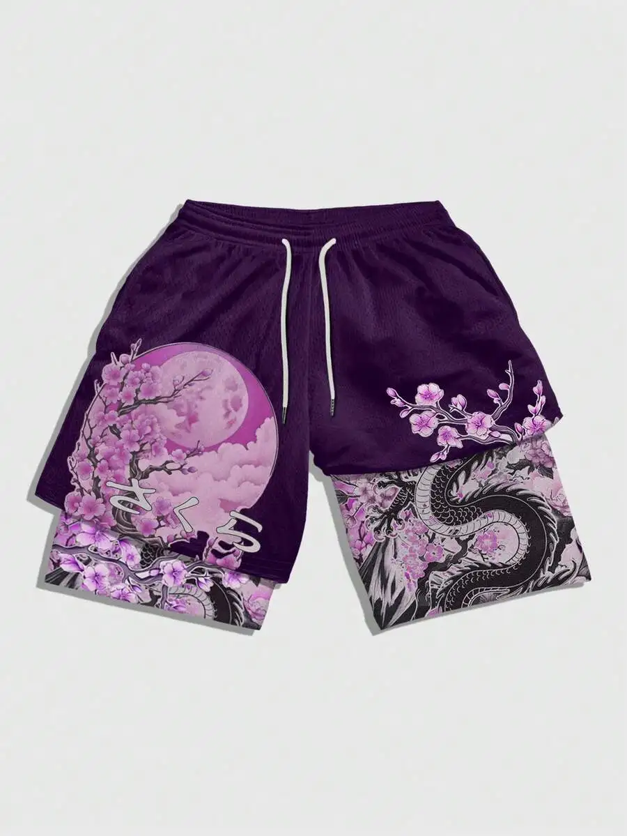 Mens Summer Casual Print Drawstring Waist Basketball Shorts
Mens Summer Casual Print Drawstring Waist Basketball Shorts