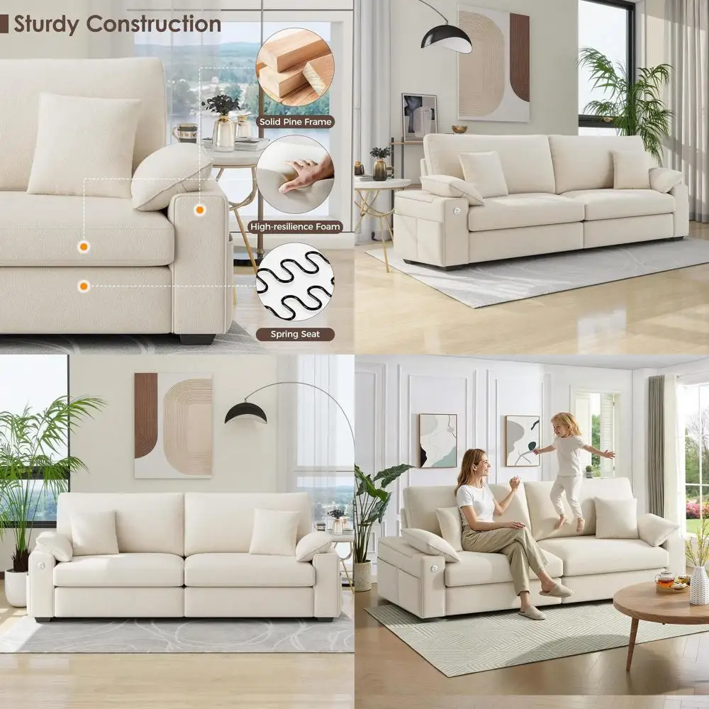 Comfortable Deep Seating Loveseat with USB/Type-C Ports, Side Storage, Removable Cover, Beige
Comfortable Deep Seating Loveseat with USB/Type-C Ports, Side Storage, Removable Cover, Beige