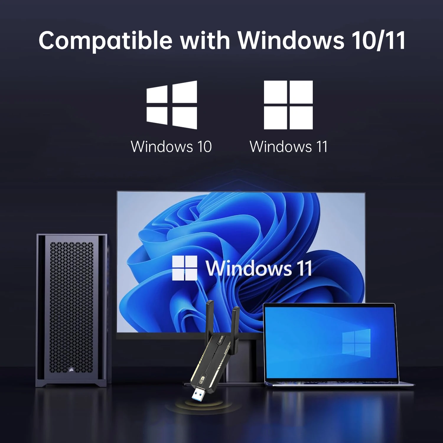 WIFI6 AX1800 USB3.0 WiFi Adapter Dual Band 2.4G/5GHz 802.11AX WiFi Dongle MU-MIMO Driver Free Laptop PC For Win10/Win11
WIFI6 AX1800 USB3.0 WiFi Adapter Dual Band 2.4G/5GHz 802.11AX WiFi Dongle MU-MIMO Driver Free Laptop PC For Win10/Win11