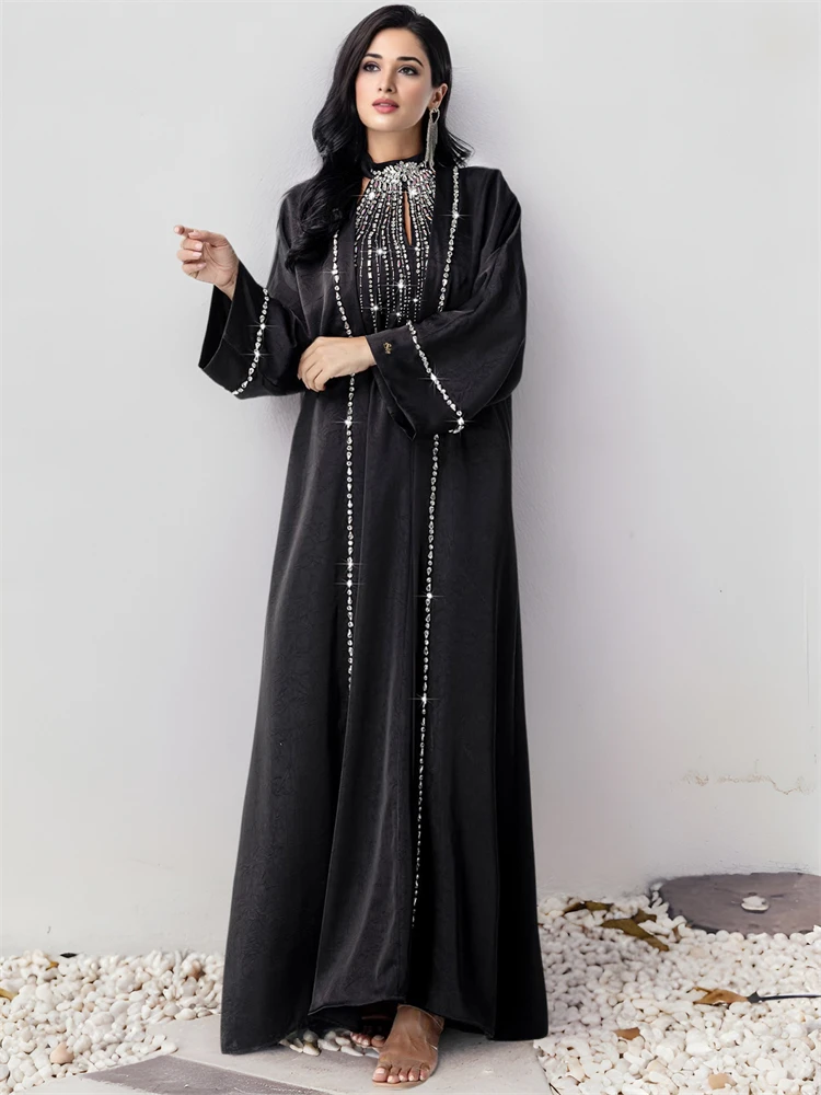 Ramadan Black 2 Piece Abaya Dubai Luxury Set With Chain Muslim Prayer Clothes Women Dresses Caftan Marocain Robe Femme Musulmane
Ramadan Black 2 Piece Abaya Dubai Luxury Set With Chain Muslim Prayer Clothes Women Dresses Caftan Marocain Robe Femme Musulmane
