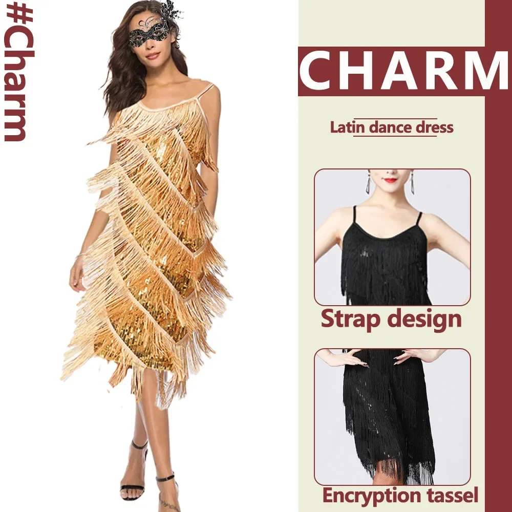 Latin Dance Dress Adult Women's Fashion Camisole Sequins Tassel Long Skirt Tango Stage Costume Evening Gown Daily Wear
Latin Dance Dress Adult Women's Fashion Camisole Sequins Tassel Long Skirt Tango Stage Costume Evening Gown Daily Wear