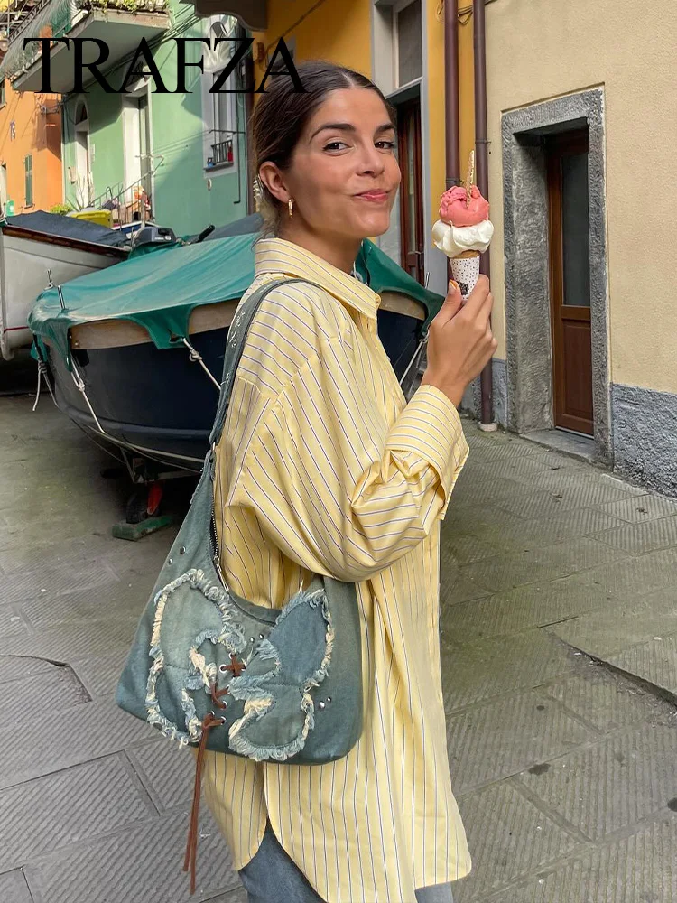 Блузка женская с отложным воротником и длинным рукавом, в желтую полоску 
Блузка женская с отложным воротником и длинным рукавом, в желтую полоску