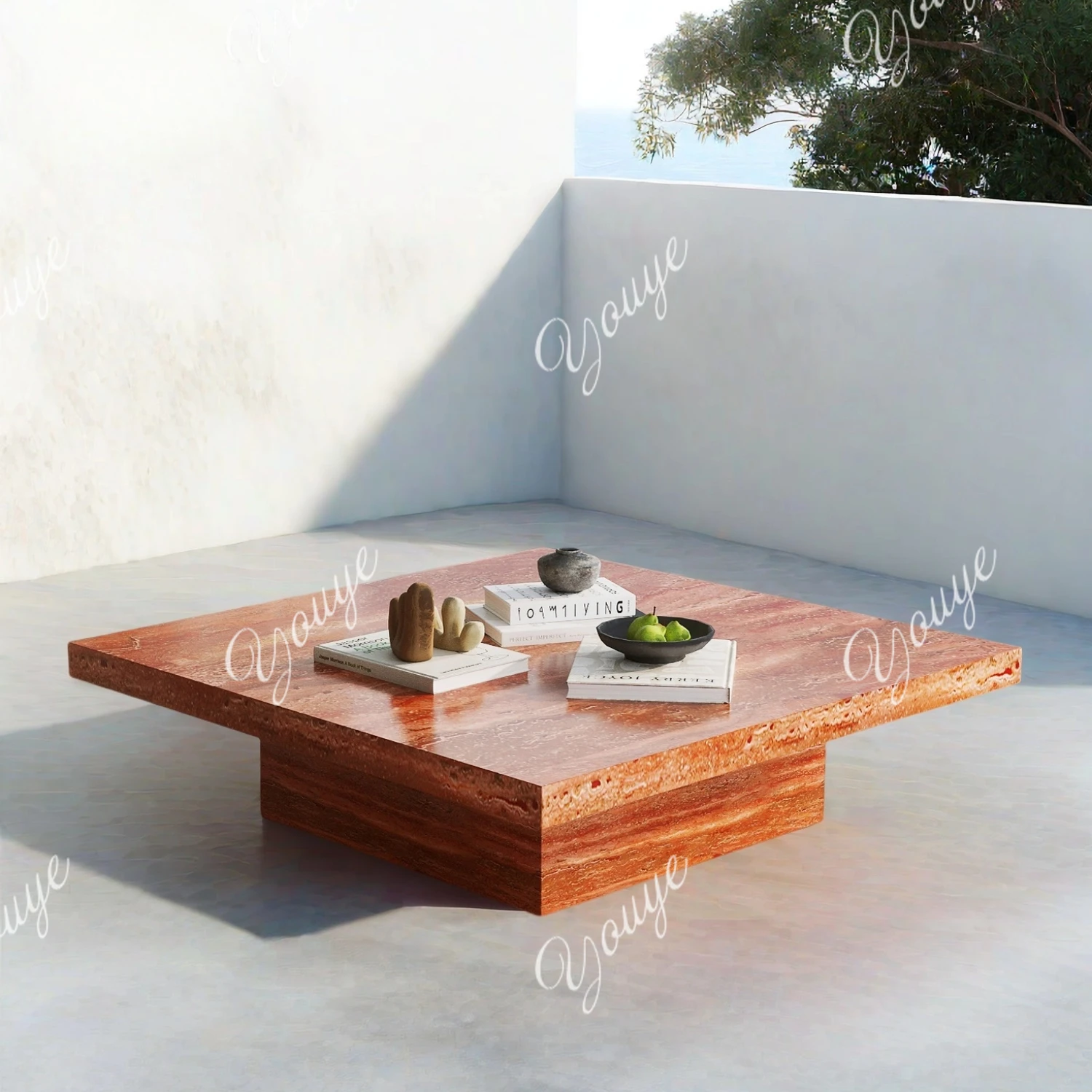Mid-Century Retro Red Travertine Coffee Table Marble Slate Large Square Tea Table Living Room Tea Side Table High-end Feeling
Mid-Century Retro Red Travertine Coffee Table Marble Slate Large Square Tea Table Living Room Tea Side Table High-end Feeling