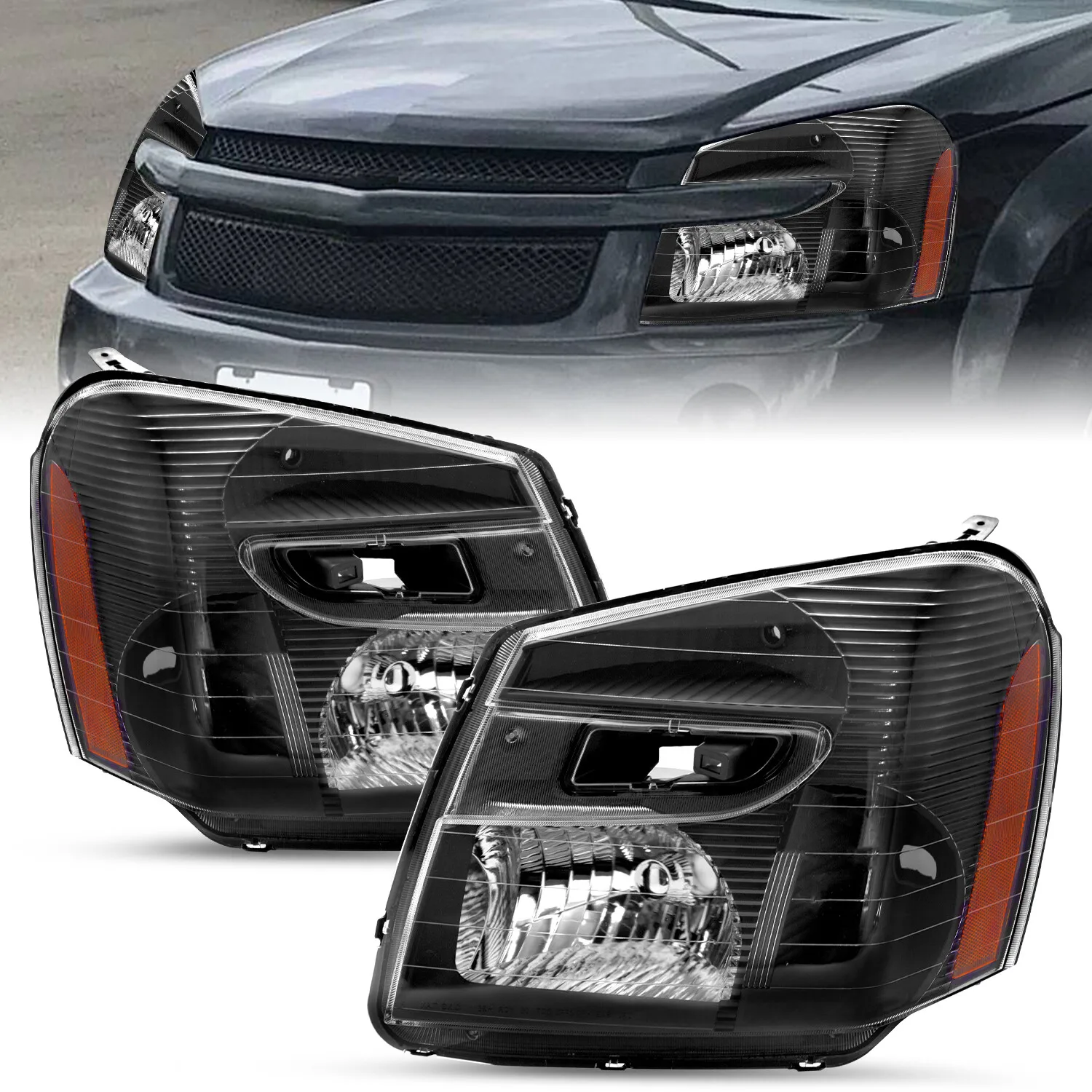 2Pcs For 2005-2009 Chevy Equinox Headlights Black Amber Corner Headlamp Pair
2Pcs For 2005-2009 Chevy Equinox Headlights Black Amber Corner Headlamp Pair