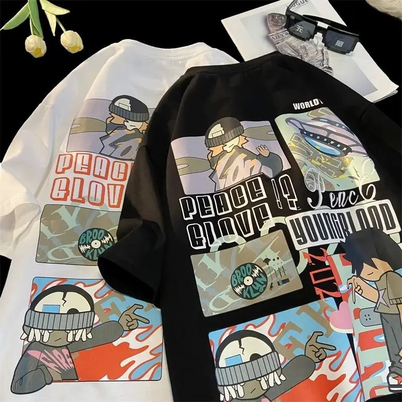 Cartoon comic t-shirt men's trendy and versatile American hip-hop half-sleeved heavy cotton loose caring shirt for teenagers
Cartoon comic t-shirt men's trendy and versatile American hip-hop half-sleeved heavy cotton loose caring shirt for teenagers