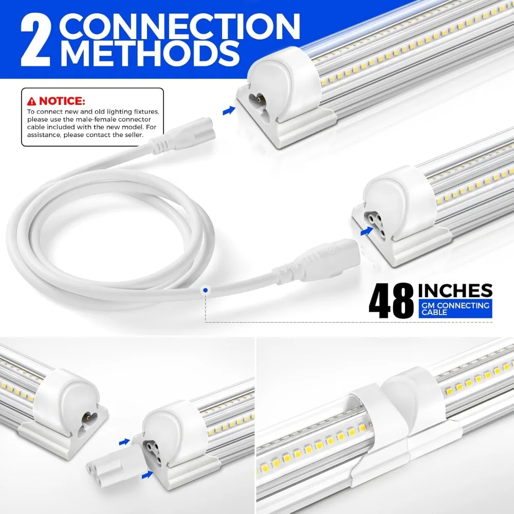 8FT LED Shop Light 100W 15000LM 5000K Clear Cover Linkable Tube V Shape Integrated T8 Ceiling Lighting for Garage Warehouse
8FT LED Shop Light 100W 15000LM 5000K Clear Cover Linkable Tube V Shape Integrated T8 Ceiling Lighting for Garage Warehouse