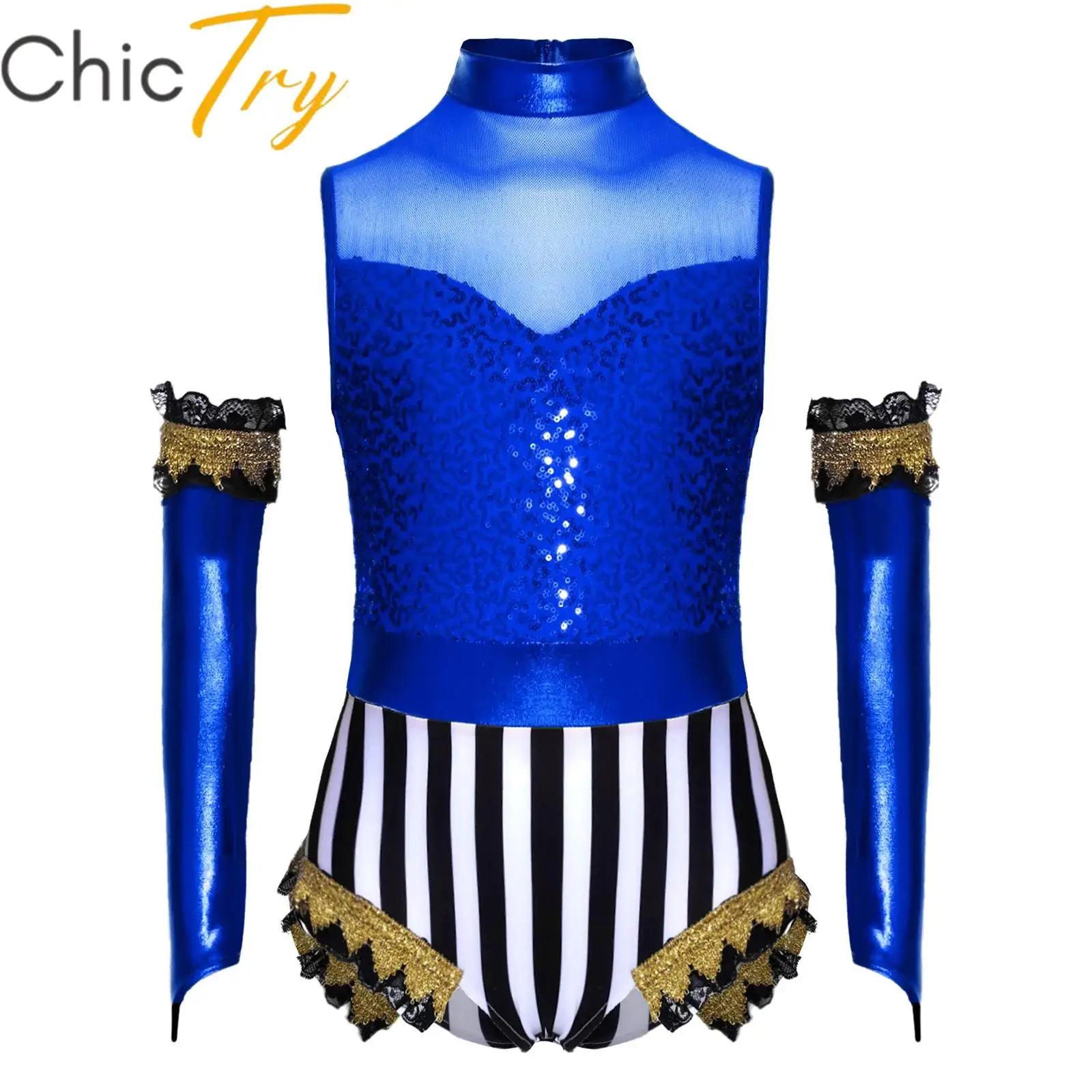Kids Girls Circus Showman Costume Cosplay Leotard Halloween Themed Party Dress Up Sequins Mock Neck Bodysuit with Over-Sleeve 
Kids Girls Circus Showman Costume Cosplay Leotard Halloween Themed Party Dress Up Sequins Mock Neck Bodysuit with Over-Sleeve