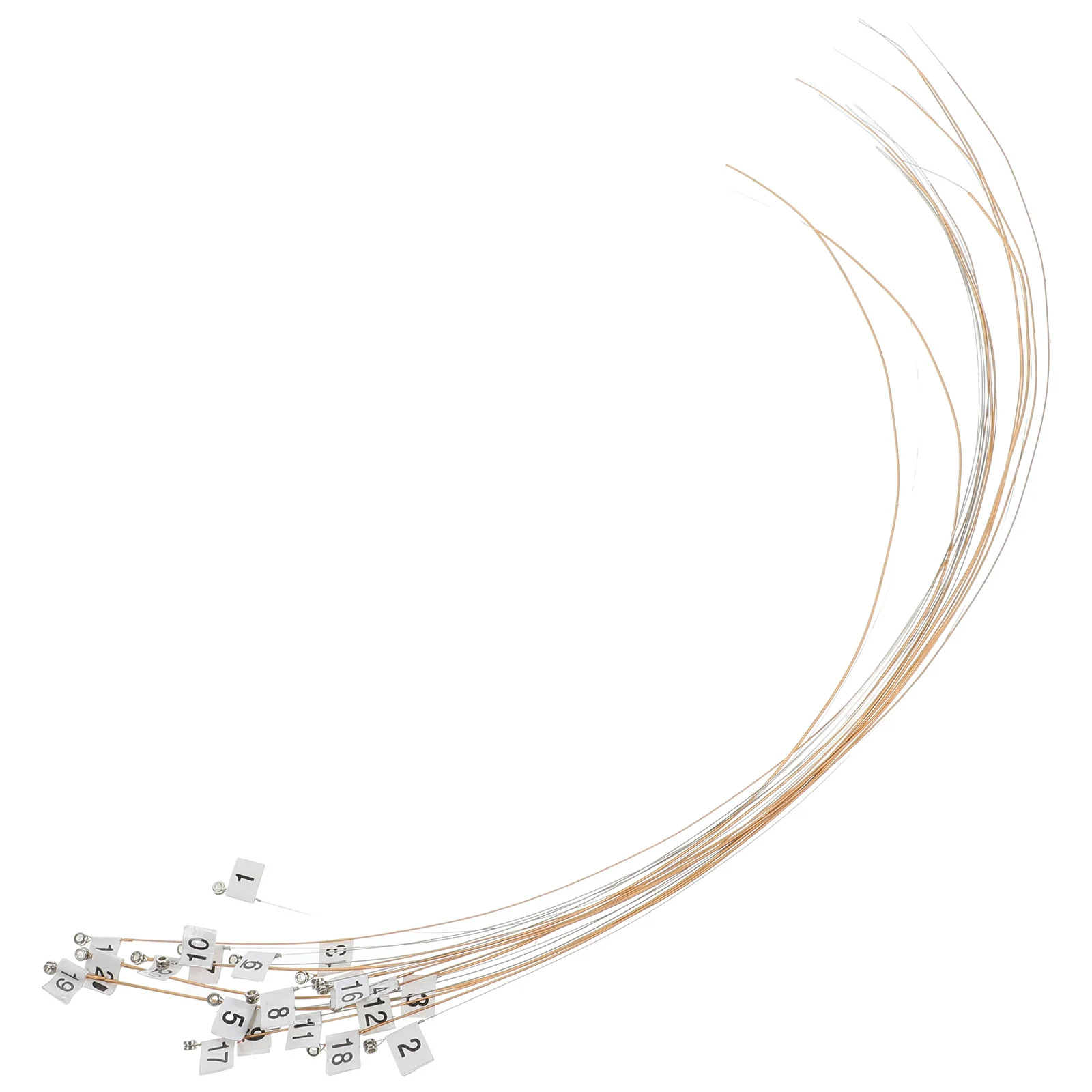 1Set Lyre String Replacement Brass Steel Wire Durable Strings Crisp Sound Harp Accessories Practical Lyre Parts Kit 
1Set Lyre String Replacement Brass Steel Wire Durable Strings Crisp Sound Harp Accessories Practical Lyre Parts Kit