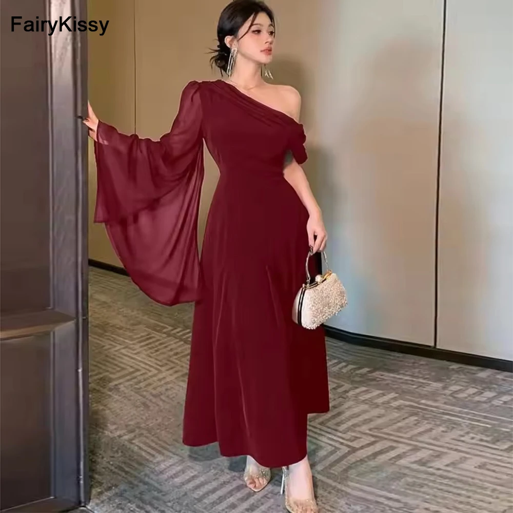 FairyKissy Long Sleeves Evening Dresses One Shoulder Prom Dresses Pleated Chiffon Ankle Length Party Dresses for Women
FairyKissy Long Sleeves Evening Dresses One Shoulder Prom Dresses Pleated Chiffon Ankle Length Party Dresses for Women