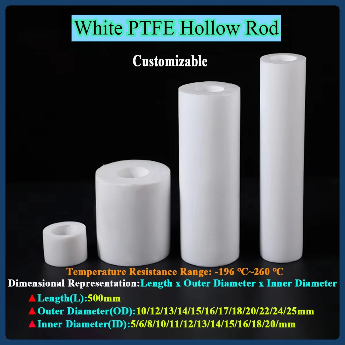 1Pcs White Polytetrafluoroethylene PTFE Hollow Rod Tube Bush Environment-friendly Non-toxic DIY L500mm OD10-25mm ID5-20mm
1Pcs White Polytetrafluoroethylene PTFE Hollow Rod Tube Bush Environment-friendly Non-toxic DIY L500mm OD10-25mm ID5-20mm