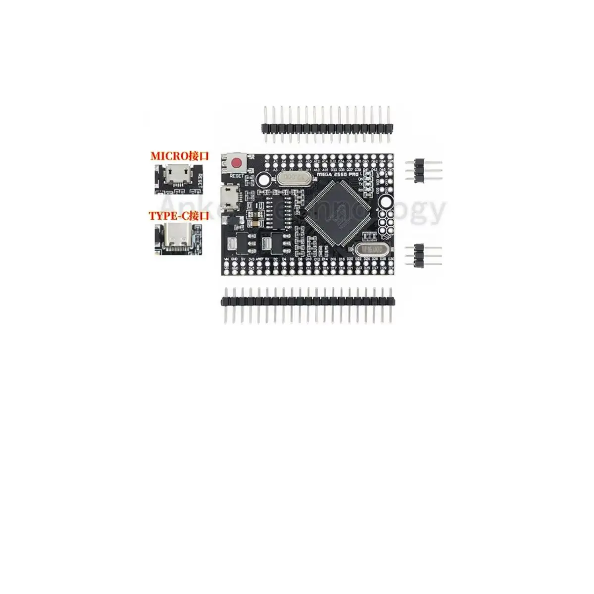 Mega2560 Pro ATmega2560-16AU USB CH340G Intelligent Electronic Development Board
Mega2560 Pro ATmega2560-16AU USB CH340G Intelligent Electronic Development Board
