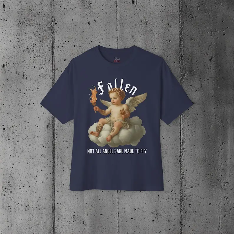 Fallen Angel T-Shirt - Bold Tattoo-Inspired Cherub for Gothic and Alternative Streetwear Fans | Unique and Edgy Artistic Design
Fallen Angel T-Shirt - Bold Tattoo-Inspired Cherub for Gothic and Alternative Streetwear Fans | Unique and Edgy Artistic Design