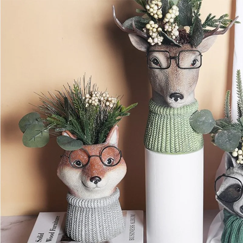Creative Animal Flower vase Small Decoration Balcony Living Room Green Plant Home Decoration Resin Craft Four types of animals
Creative Animal Flower vase Small Decoration Balcony Living Room Green Plant Home Decoration Resin Craft Four types of animals