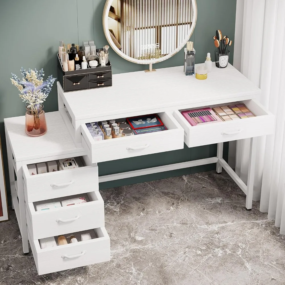 Tribesigns Vanity Desk with 5 Drawers, Makeup Vanity Table Dressing Table with Side 3-Drawer Chest, Customized
Tribesigns Vanity Desk with 5 Drawers, Makeup Vanity Table Dressing Table with Side 3-Drawer Chest, Customized