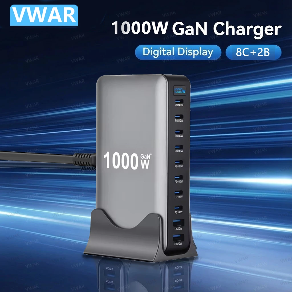 Зарядное устройство GaN 1000 Вт, 10-в-1, 140 Вт, PD3.1, PPS, USB Type-C, с цифровым дисплеем, быстрая зарядная станция для iPhone 17, MacBook, ноутбуков, Samsung
Зарядное устройство GaN 1000 Вт, 10-в-1, 140 Вт, PD3.1, PPS, USB Type-C, с цифровым дисплеем, быстрая зарядная станция для iPhone 17, MacBook, ноутбуков, Samsung