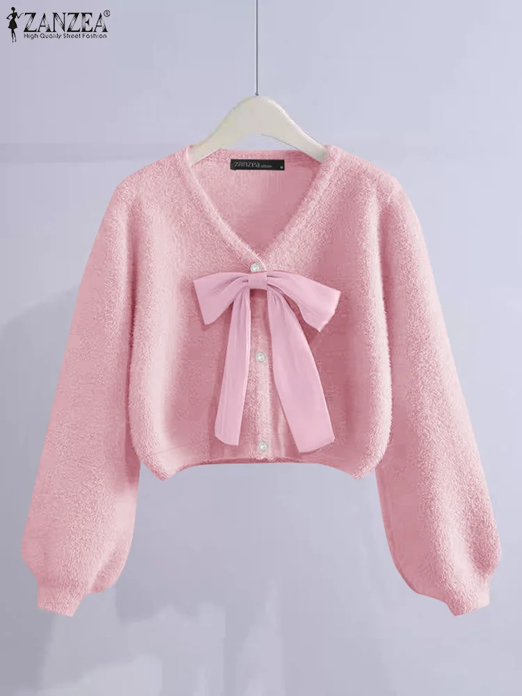 ZANZEA Women Bandage Tunic Holiday Solid Cardigan Vintage Bowtie Stitching Long Sleeve V-neck Tops 2025 Spring Sweety Outfits 
ZANZEA Women Bandage Tunic Holiday Solid Cardigan Vintage Bowtie Stitching Long Sleeve V-neck Tops 2025 Spring Sweety Outfits