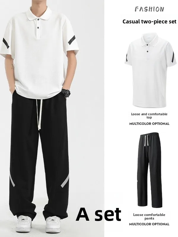 Casual Sportswear Set Men's Summer 2025 Trendy Faion Loose Two-Piece irt ort Sve Long Pants Polyester Fiber
Casual Sportswear Set Men's Summer 2025 Trendy Faion Loose Two-Piece irt ort Sve Long Pants Polyester Fiber