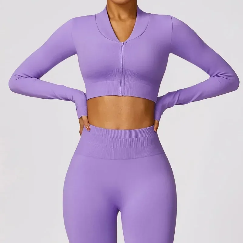 Women's seamless long sleeve shirt Gym crop top Quick drying Yoga clothing Sports short jacket workout running activewear
Women's seamless long sleeve shirt Gym crop top Quick drying Yoga clothing Sports short jacket workout running activewear