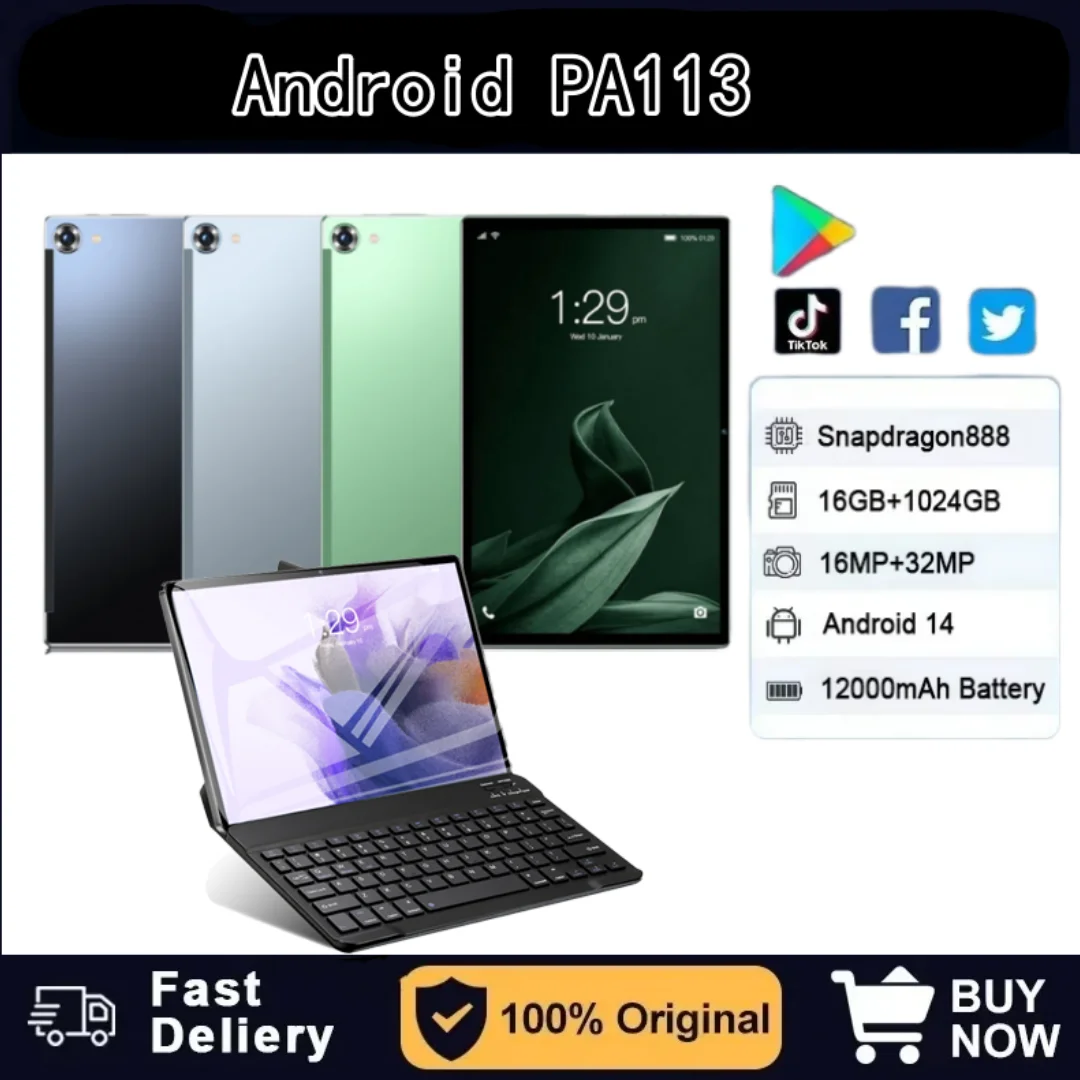 Global Edition PA13 10.1-inch 16GB RAM 1TB ROM Tablet MTK6797 Bluetooth5.0 5G GPS WIFI Android12 Popular Tablet with Tablet Case
Global Edition PA13 10.1-inch 16GB RAM 1TB ROM Tablet MTK6797 Bluetooth5.0 5G GPS WIFI Android12 Popular Tablet with Tablet Case