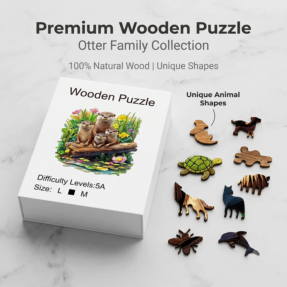 Otter Family Wooden Jigsaw Puzzle Unique Irregular Animal Shaped Pieces Basswood Puzzle for Adults Kids 5A Difficulty Home Decor
Otter Family Wooden Jigsaw Puzzle Unique Irregular Animal Shaped Pieces Basswood Puzzle for Adults Kids 5A Difficulty Home Decor